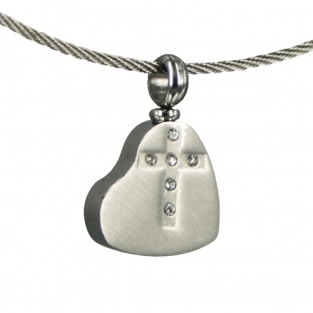 Hartvormige ashanger RVS met 6 stenen